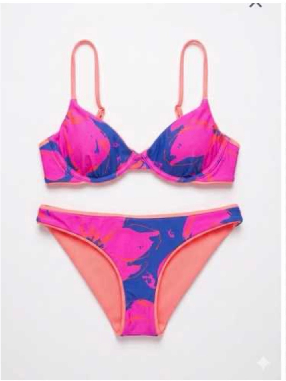 Maaji Coral Pink Two-Piece Bikini with Floral Lining